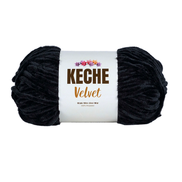 Keche Velvet Yarn for Crocheting - Black