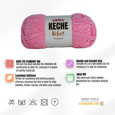 Keche Velvet Yarn for Crocheting - Baby Pink