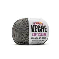 Keche Cotton Yarn – 60% Cotton, 40% Acrylic | Amigurumi & Knitting Yarn | 1 Skein (50g / 1.76 Oz) – 180 Yards (165m) - Dark Grey