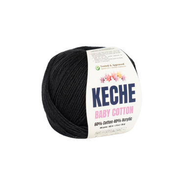Keche Cotton Yarn – 60% Cotton, 40% Acrylic | Amigurumi & Knitting Yarn | 1 Skein (50g / 1.76 Oz) – 180 Yards (165m) - Black