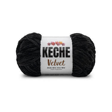 Keche Velvet Yarn for Crocheting - Black